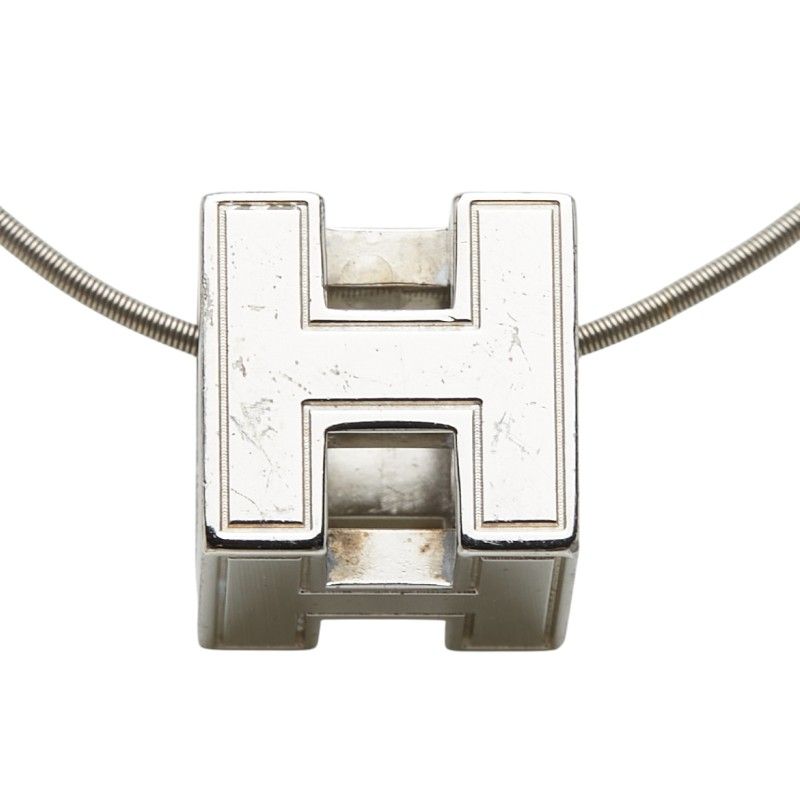 Hermes Cage de Ash Cube Necklace Silver Metal — view 3