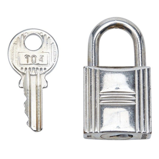 Hermes Cadena Padlock Key Set Silver Metal 1