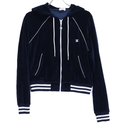 Celine Triomphe Zip Up Velour Hoodie XS