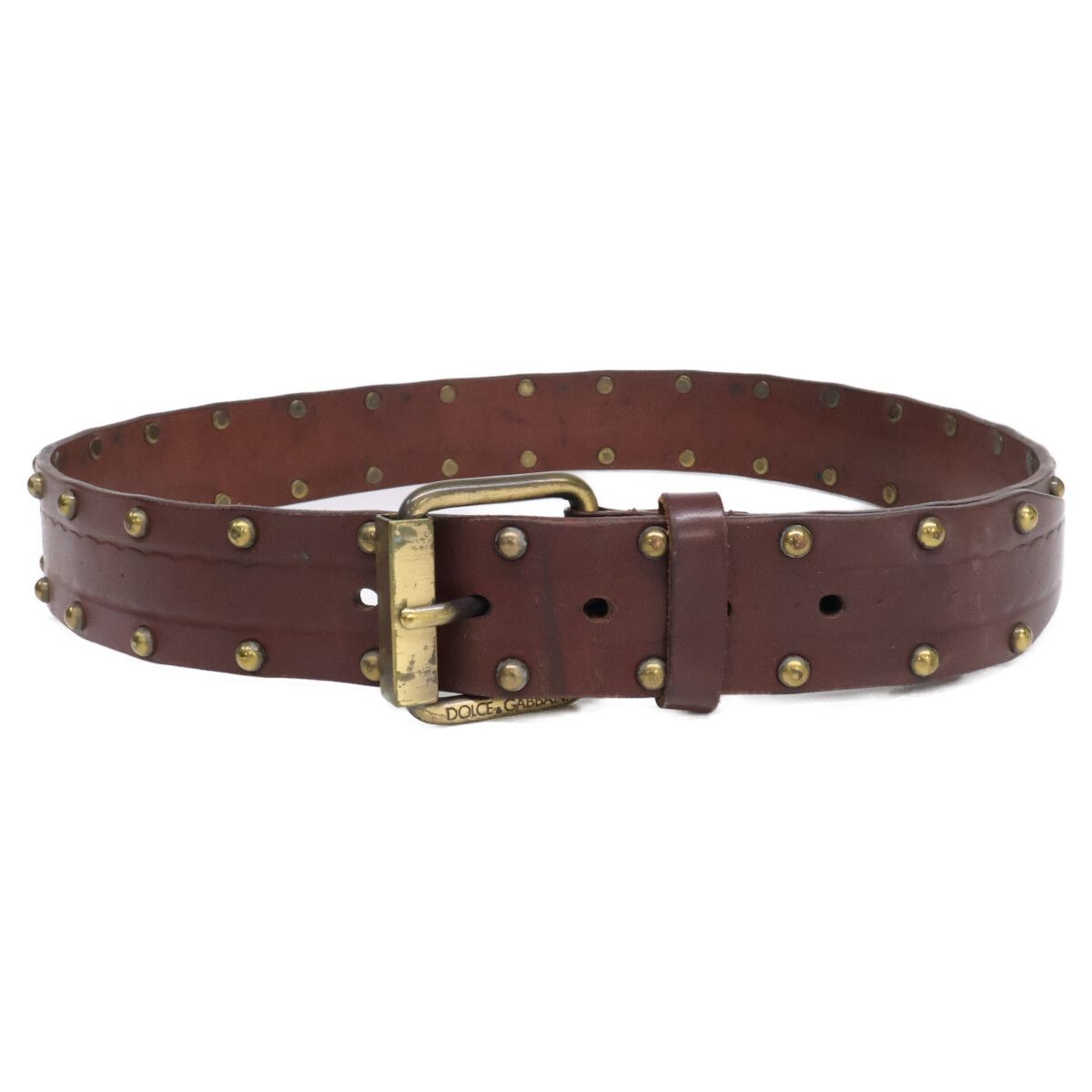 Dolce & Gabbana Vintage Processed Studs Leather 85 cm Belt — view 2