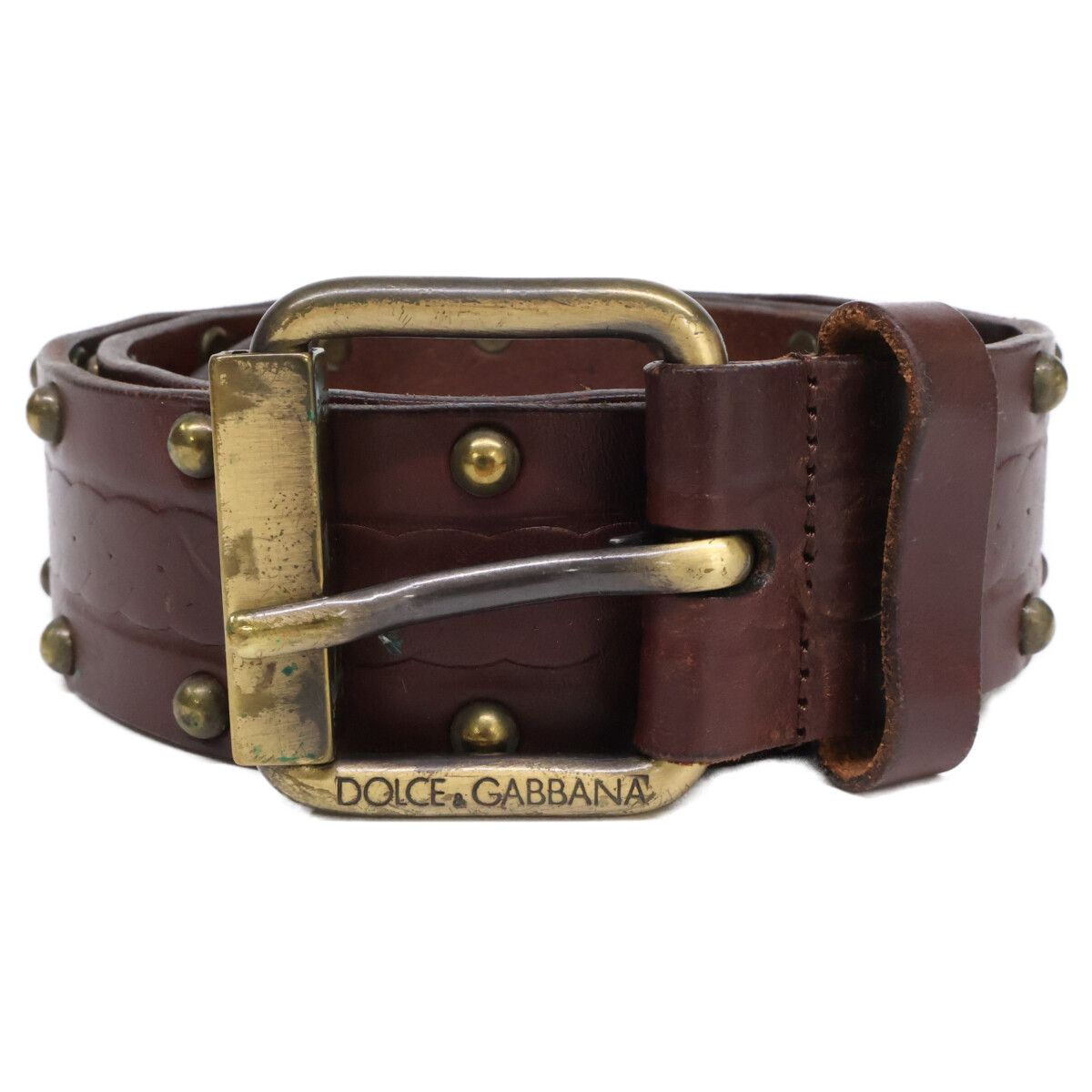 Dolce & Gabbana Vintage Processed Studs Leather 85 cm Belt