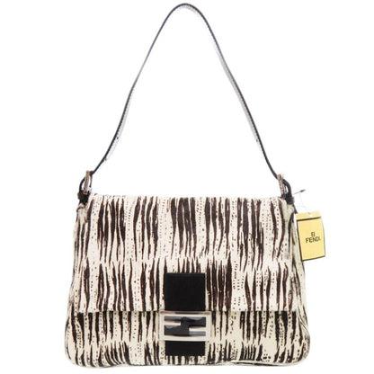 Fendi Mamma Bucket Zebra Pattern Calf Hair White Black Shoulder