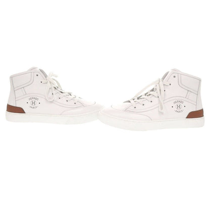 Hermes Get Up High Cut 40.5 Leather White Brown Sneakers — view 6