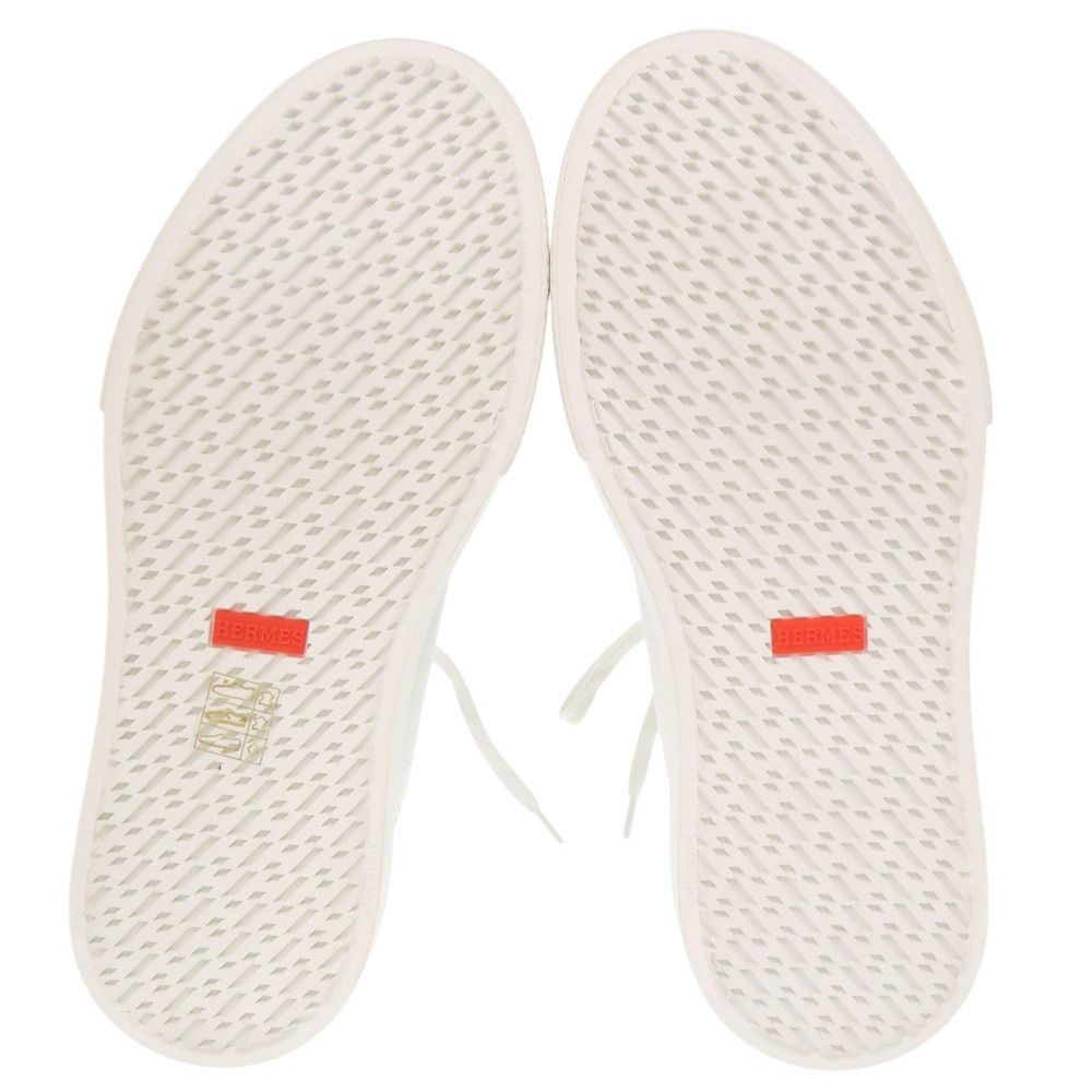 Hermes Get Up High Cut 40.5 Leather White Brown Sneakers — view 5