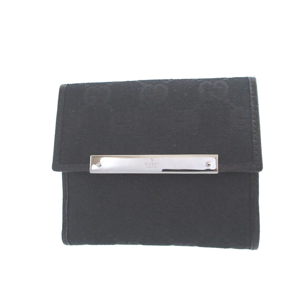 Gucci GG Canvas Leather Black Hook Wallet