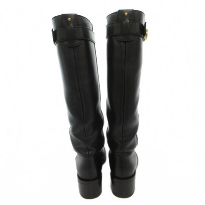 Gucci Long Boots Chunky Heels Belt GG Mark Calf Leather 36 Black — view 5