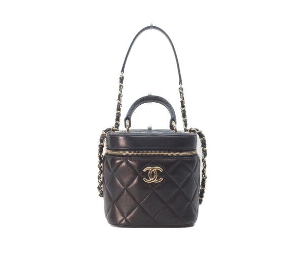 Chanel Black Gold Lamb Trendy CC 2-Way Vanity