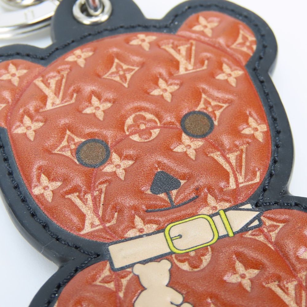 Louis Vuitton Key Holder Porte Cles Teddy Bear Monogram Calf Red Brown Black — view 3