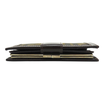 Fendi Bifold Wallet Zucca Canvas Leather Brown Kiss Lock Compact — view 4