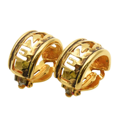 Chanel Earrings Open Logo Half Hoop Metal Gold Plated