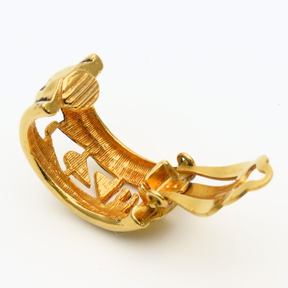 Chanel Earrings Open Logo Half Hoop Metal Gold Plated — view 7