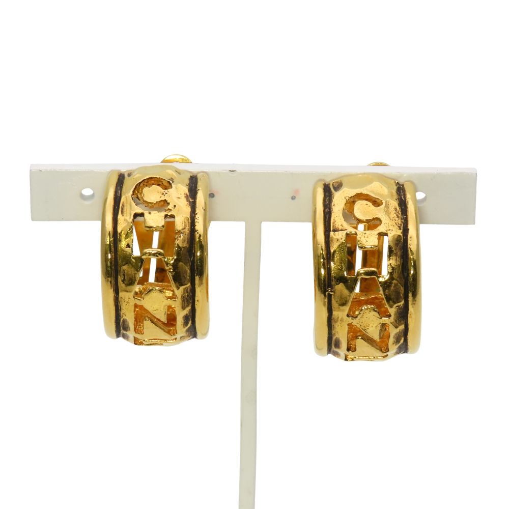 Chanel Earrings Open Logo Half Hoop Metal Gold Plated — view 2