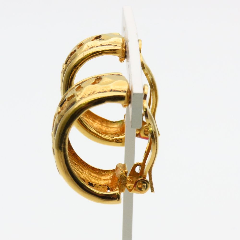 Chanel Earrings Open Logo Half Hoop Metal Gold Plated — view 4