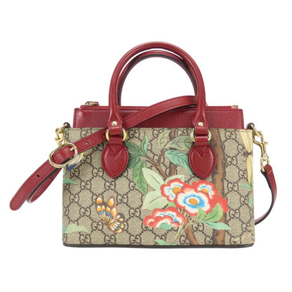 Gucci Handbag Tian GG Supreme Canvas Red Beige Multicolor 2-Way Crossbody