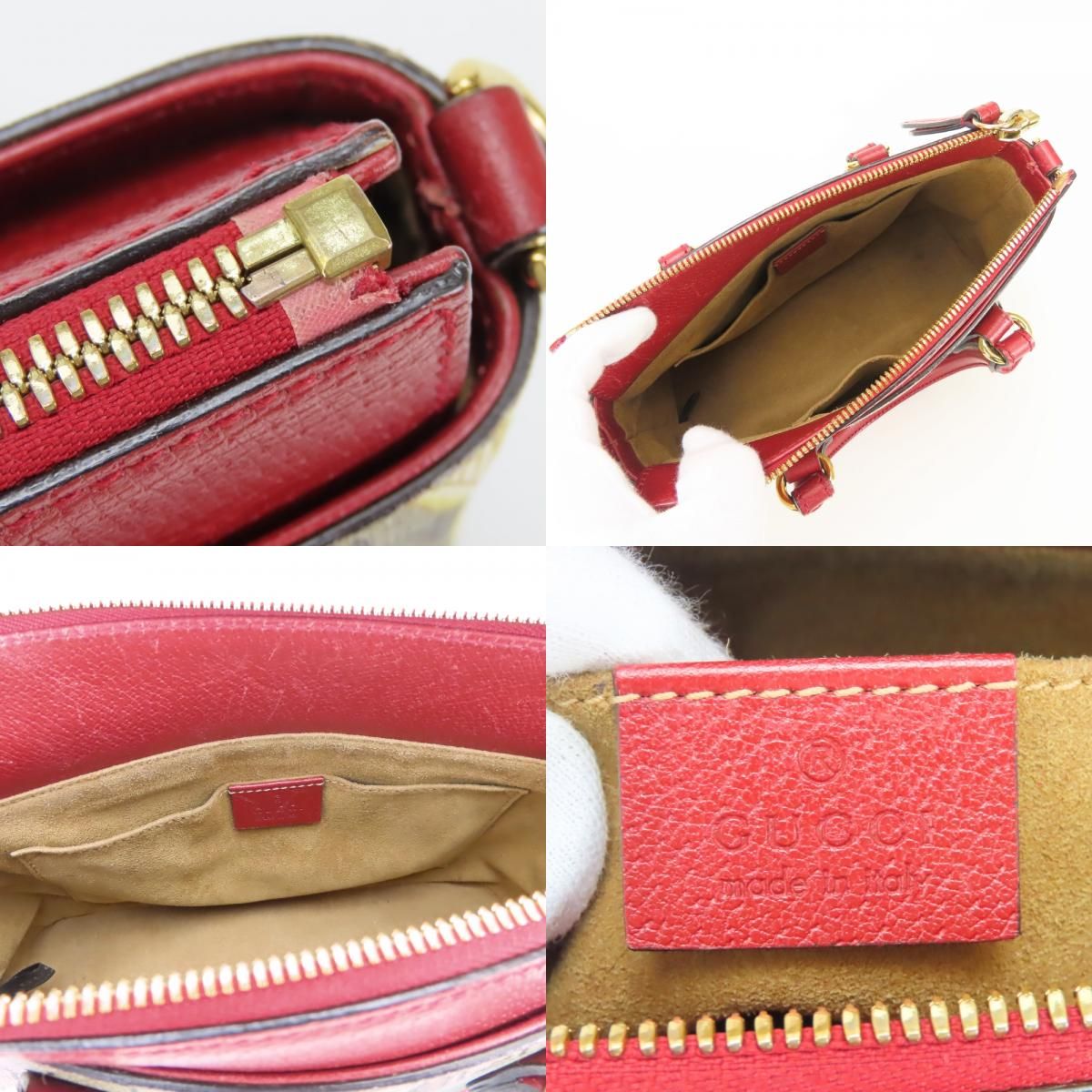 Gucci Handbag Tian GG Supreme Canvas Red Beige Multicolor 2-Way Crossbody — view 6