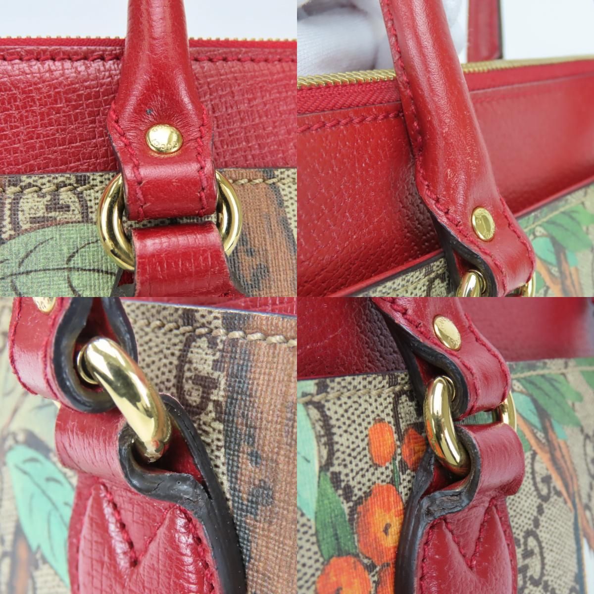 Gucci Handbag Tian GG Supreme Canvas Red Beige Multicolor 2-Way Crossbody — view 4