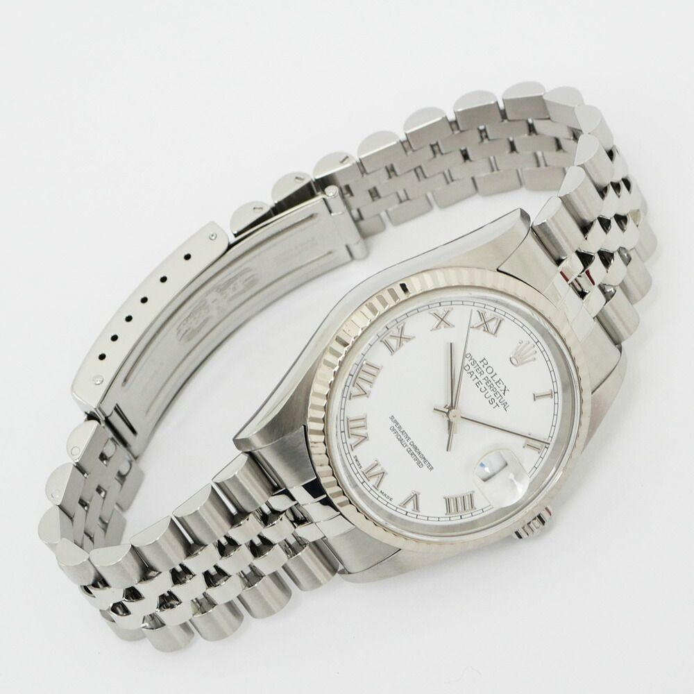 Rolex Datejust Number White Roman SS WG Automatic Winding Watch OH Polished — view 2