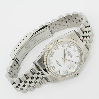 Rolex Datejust Number White Roman SS WG Automatic Winding Watch OH Polished — view 2
