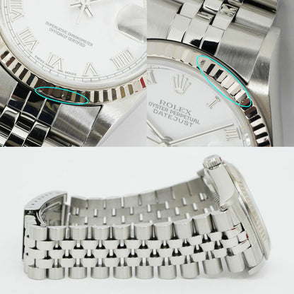Rolex Datejust Number White Roman SS WG Automatic Winding Watch OH Polished — view 8