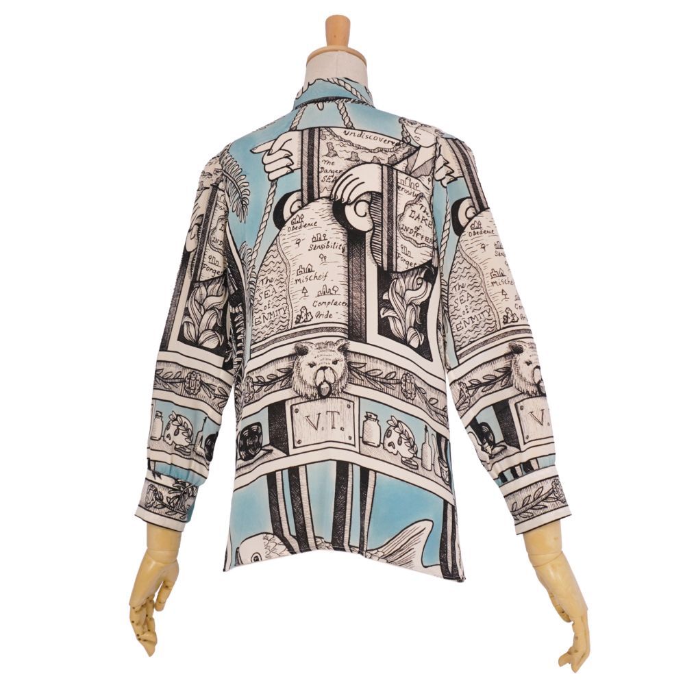 Gucci Shirt Blouse Long Sleeve All Over Pattern Silk Faye — view 5