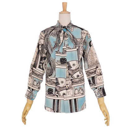 Gucci Shirt Blouse Long Sleeve All Over Pattern Silk Faye — view 3