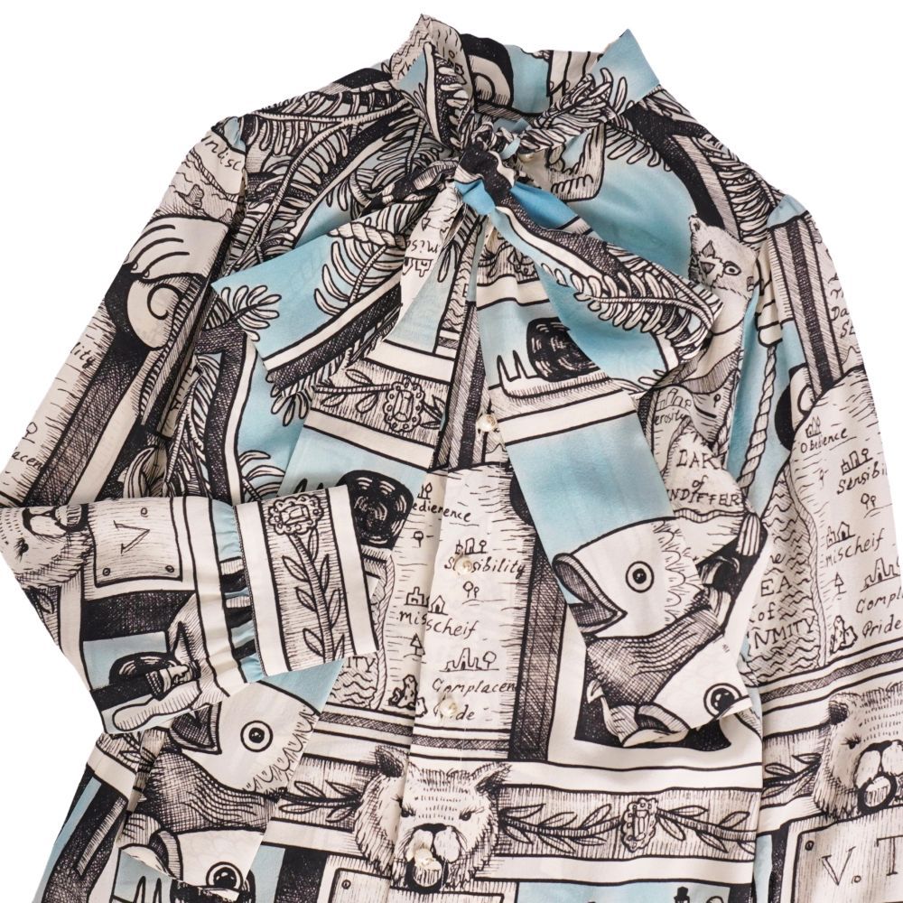 Gucci Shirt Blouse Long Sleeve All Over Pattern Silk Faye — view 2