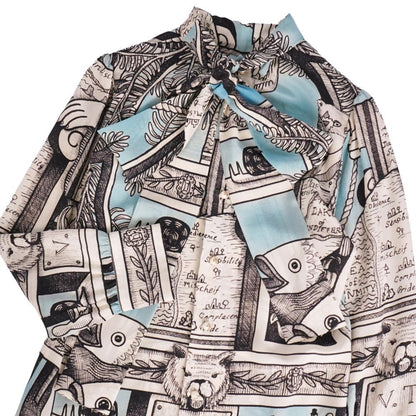 Gucci Shirt Blouse Long Sleeve All Over Pattern Silk Faye — view 2