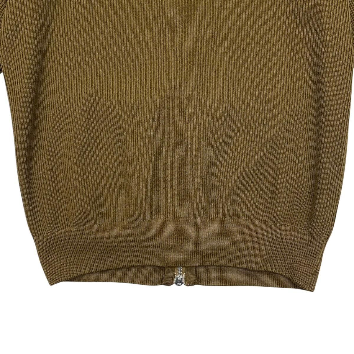 Hermes Sweater Rib Knit Zip Up M Wool Brown Silver — view 6