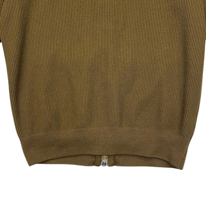 Hermes Sweater Rib Knit Zip Up M Wool Brown Silver — view 6
