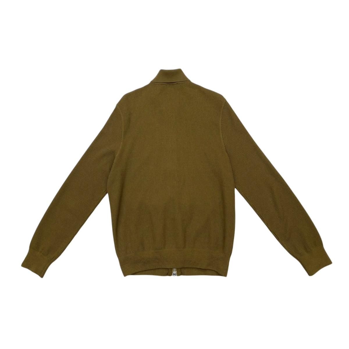 Hermes Sweater Rib Knit Zip Up M Wool Brown Silver — view 2
