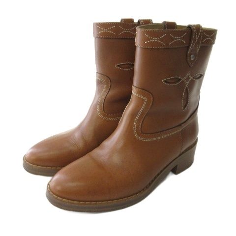 Celine Falco Ankle Boots Leather Camel