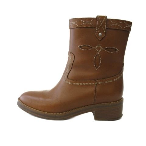 Celine Falco Ankle Boots Leather Camel — view 2