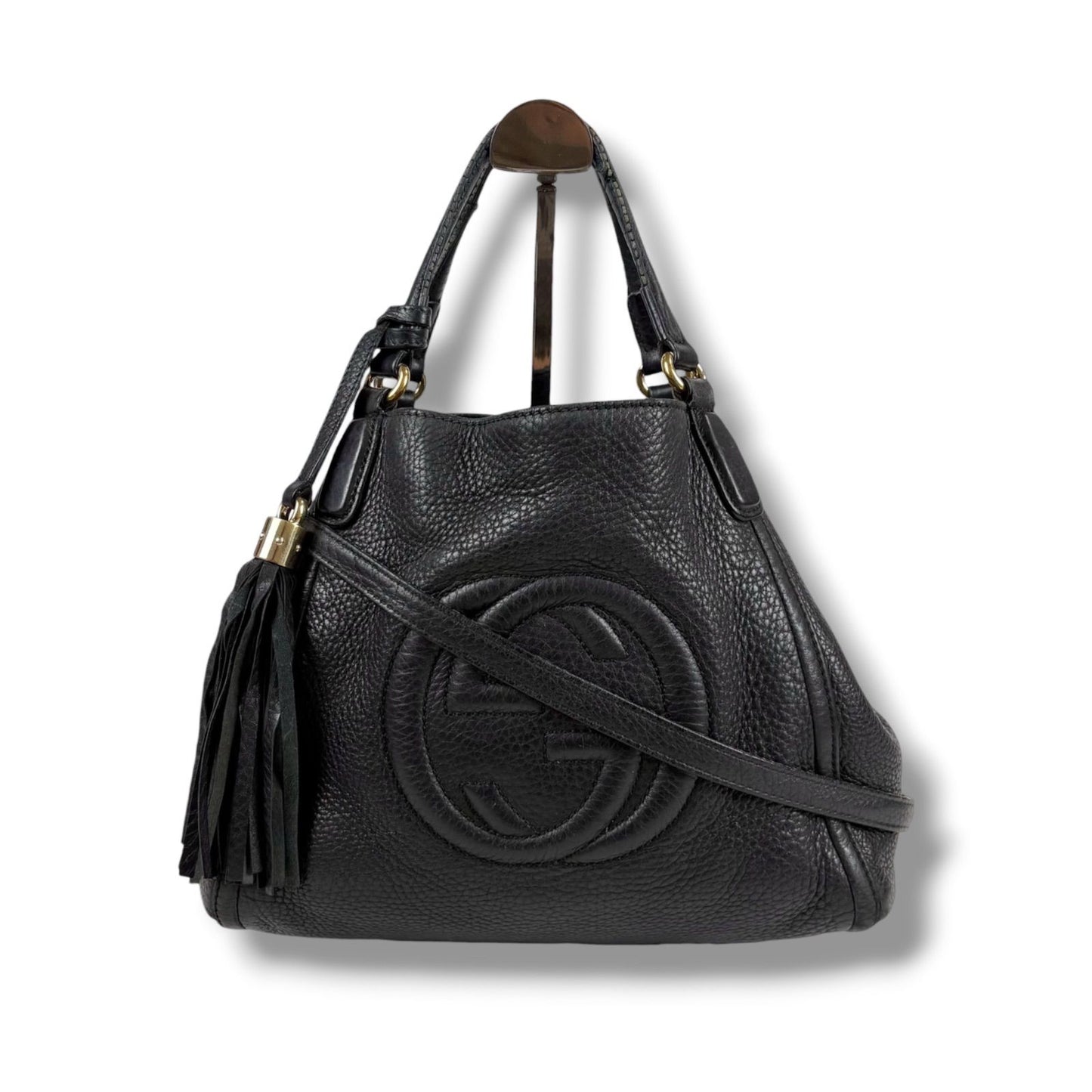 Gucci 2-Way Interlocking Soho Shoulder Bag Black Leather