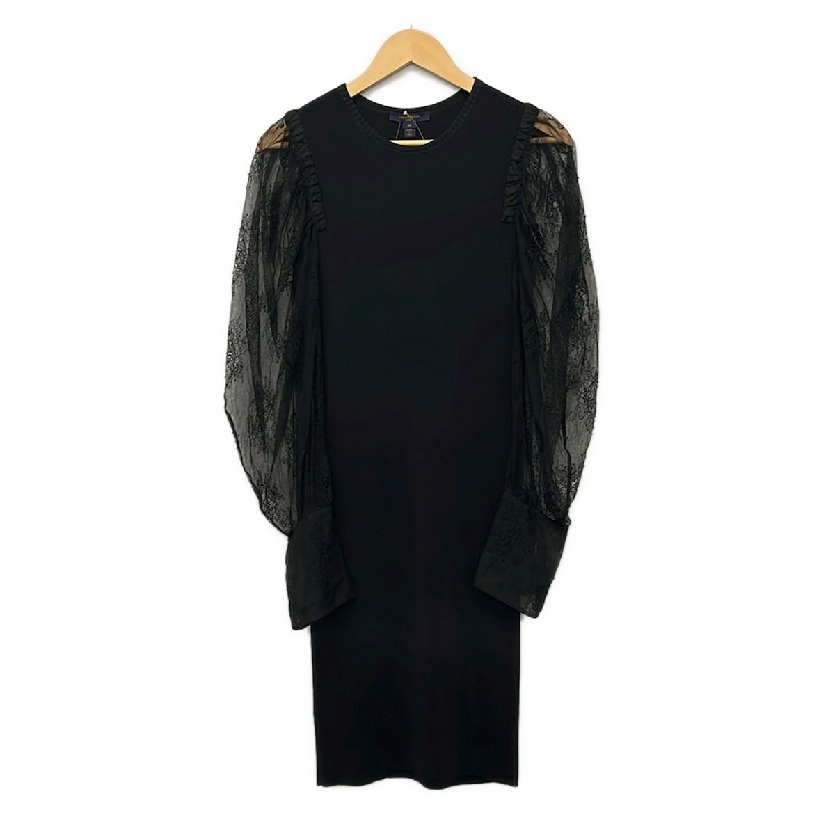 Louis Vuitton Dress M Ger Black Long Sleeve Knit Lace