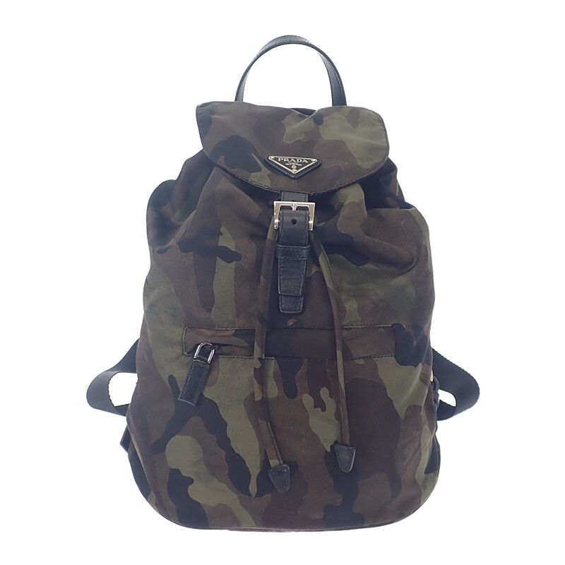 Prada Backpack Nylon Leather Tessuto Camouflage Khaki