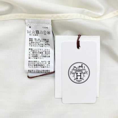 Hermes Long Sleeve Shirt Dress 43 Cotton White Beige — view 8