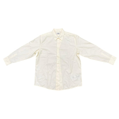 Hermes Long Sleeve Shirt Dress 43 Cotton White Beige
