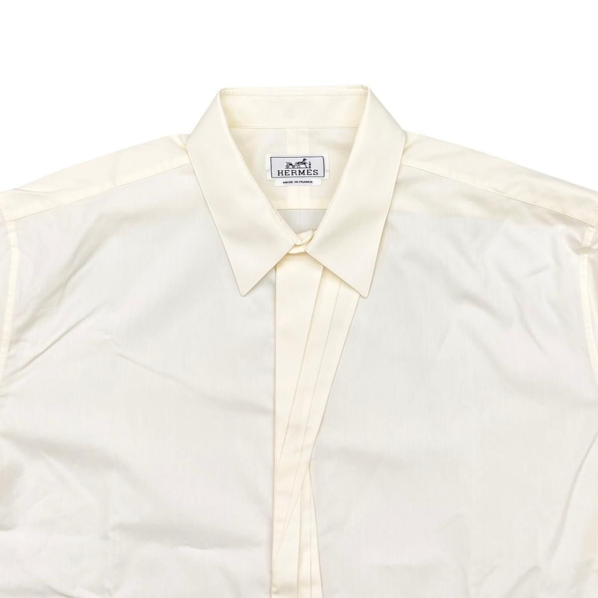 Hermes Long Sleeve Shirt Dress 43 Cotton White Beige — view 3
