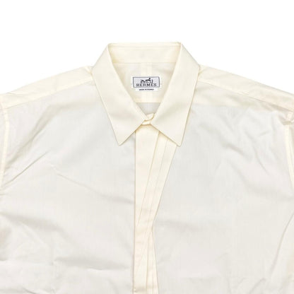 Hermes Long Sleeve Shirt Dress 43 Cotton White Beige — view 3