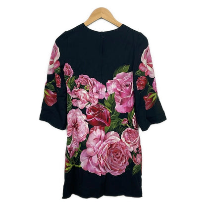 Dolce & Gabbana Dress 38 S Black Pink Multi 3/4 Sleeve Knee Length Floral — view 2