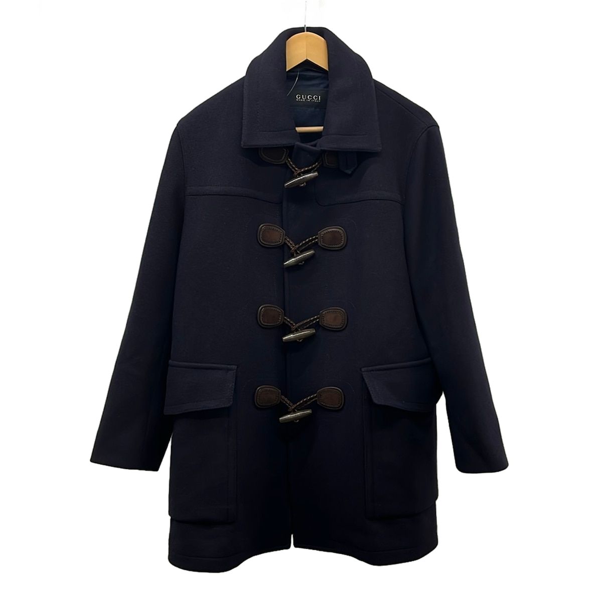 Gucci Duffle Coat 46 S Dark Navy Dark Brown Long Sleeve Winter Autumn