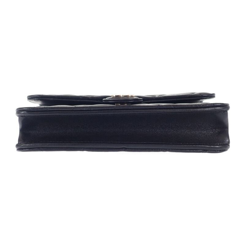 Chanel Quilted Flap Phone Case 2-Way Shoulder Bag Lambskin Black Gold — view 6