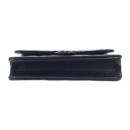Chanel Quilted Flap Phone Case 2-Way Shoulder Bag Lambskin Black Gold — view 6