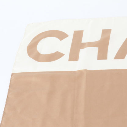 Chanel Tag Silk 100% Logo Beige Shawl Scarf — view 3