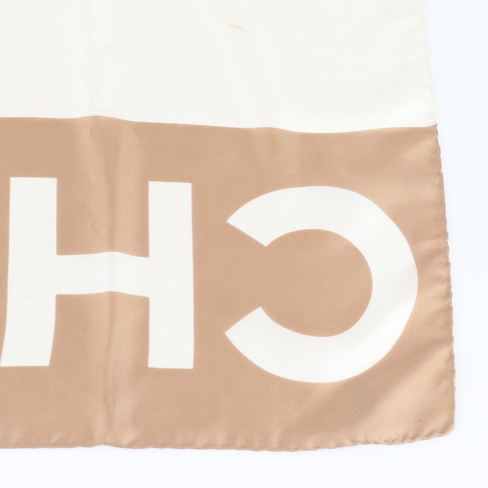 Chanel Tag Silk 100% Logo Beige Shawl Scarf — view 5