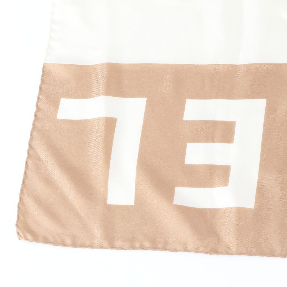 Chanel Tag Silk 100% Logo Beige Shawl Scarf — view 4