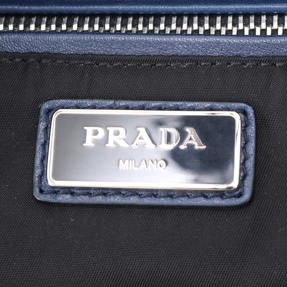 Prada Tessuto Nylon Leather Backpack Navy — view 8