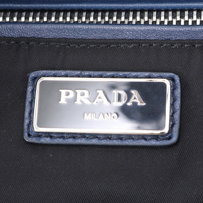 Prada Tessuto Nylon Leather Backpack Navy — view 8
