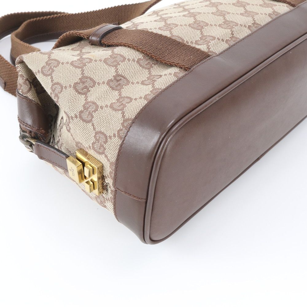 Gucci GG Canvas Leather Shoulder Bag Tote Hand Brown — view 4