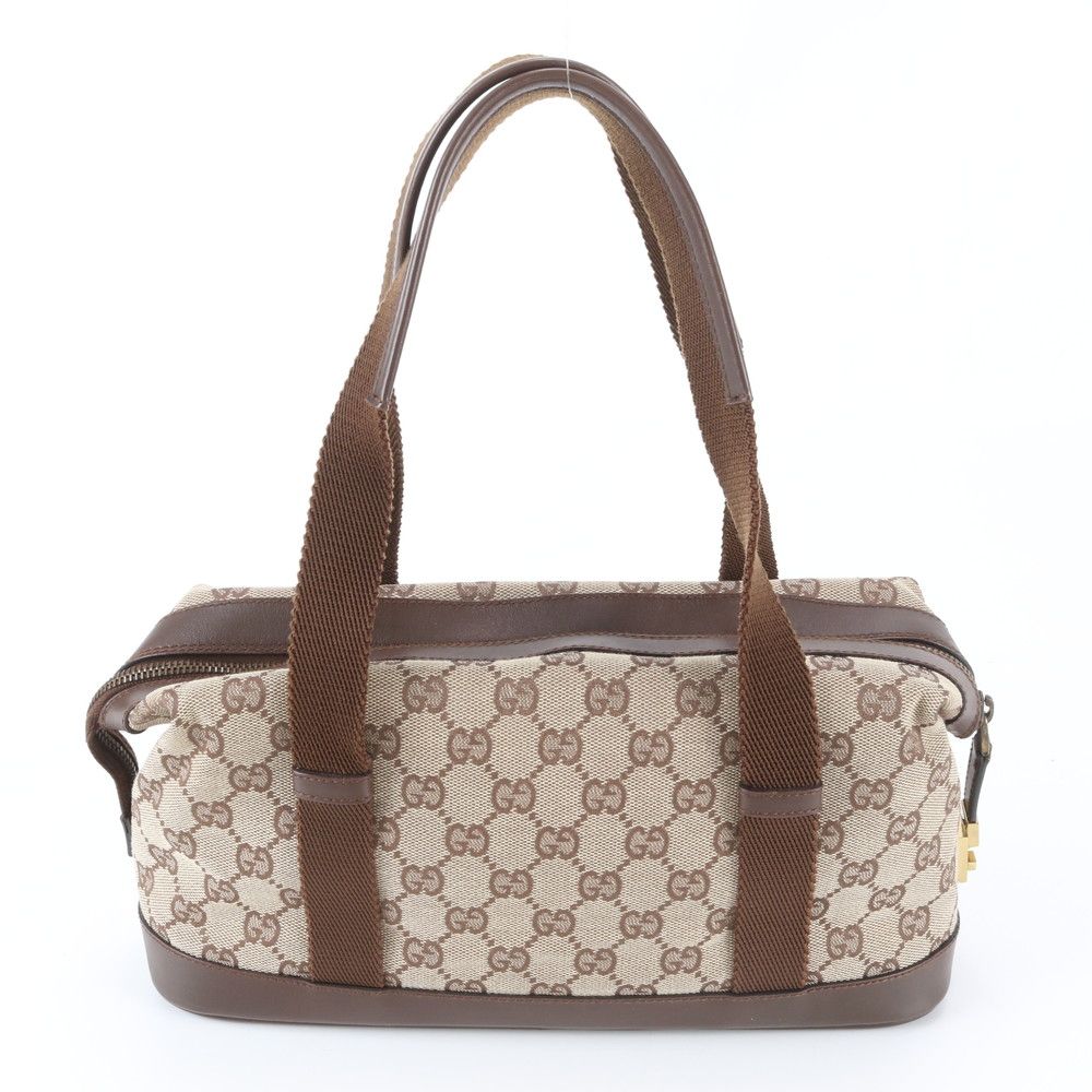 Gucci GG Canvas Leather Shoulder Bag Tote Hand Brown — view 3